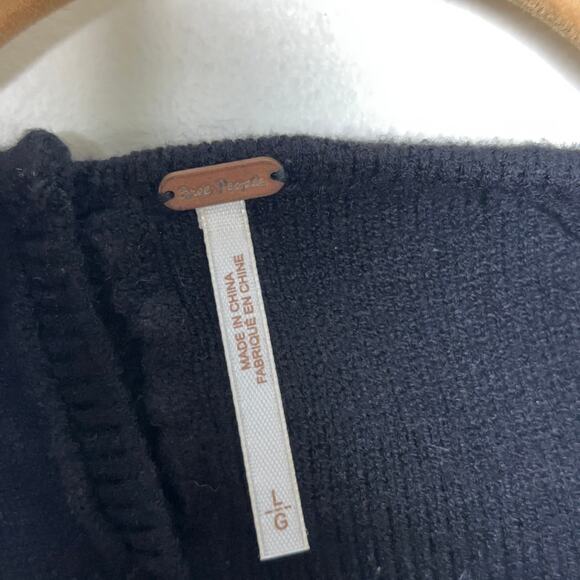 FREE PEOPLE Small World Cable Knit Sweater Dress Black Sz L {SS3} - Picture 5 of 6